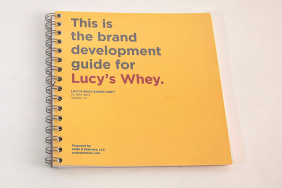 Ande & Parnters developed the brand guide for the Lucy's Whey Restaurant.